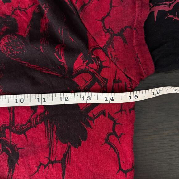 Affliction Shirt Womens Medium 2fer Crows Crop Long Sleeve Tee Grunge Punk Y2K M - Picture 10 of 12